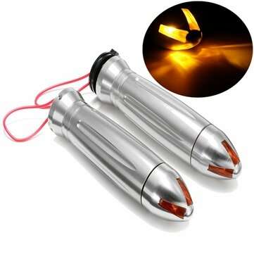 7/8inch Aluminum Hand Grips Turn Signal Light For Harley/Yamaha/Honda/Suzuki  (COLOR.: SILVER)