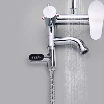[Upgrade Version] V2 Water Shower Thermometer LED Celsius Fahrenheit Time Display Flow Self-Generati