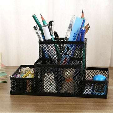 Black Mesh Style Pen Pencil Ruler Holder Desk Office Storage Box Stationery Container Box Office Sch