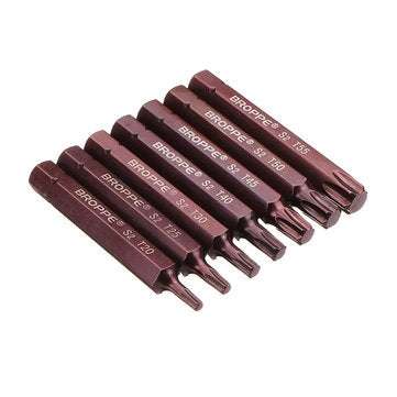 Broppe 7pcs T20-55 75mm Magnetic Torx Screwdriver Bit 10mm Hex Shank for Impact Screwdriver