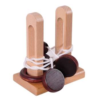 Classical Wooden Educational Toys Unlock the Unlocking Loop Kongming Lock for Kids