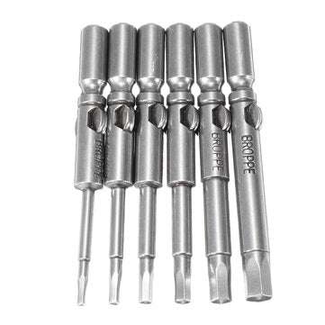 BROPPE 6Pcs 802 Hexagon Screwdriver Bits Set H1.5-H5 6mm Round Shank Electric Screwdriver Bits