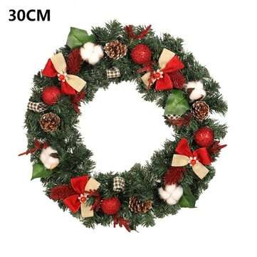 Christmas Wreath Pine Cone Kapok Garland Fireplace Door Decorations Hanging New ... (DIAMETER: 30CM)