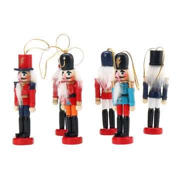 6pcs 12cm Wooden Nutcracker Doll Soldier Christmas Ornaments Xmas Gifts Decorations