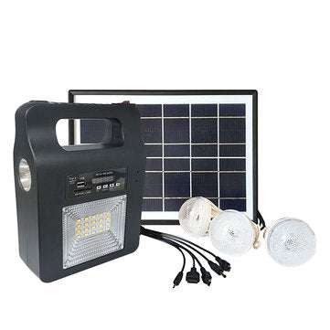 6000MAH LED Solar Light Outdoor Home Solar Lighting System Solar Generator Emergen... (COLOR: BLACK)