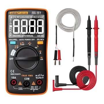 ANENG AN113D Intelligent Auto Measure True- RMS Digital Multimeter 6000 Counts Resistance Diode Cont