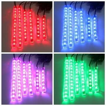 6pcs RGB LED Flexible Neon Strips Light For Motorcycle Auto ATV &Remote Controller
