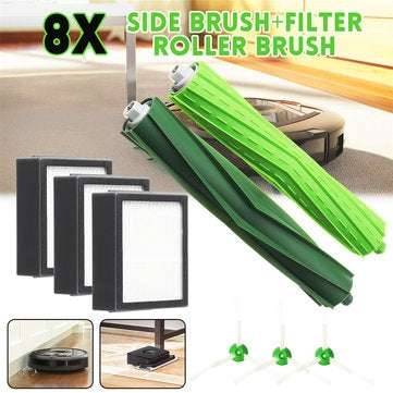 8pcs Side Brush and Filter and Roller Brushes For Vacuum Cleaner iRobot E5 E6 i7+