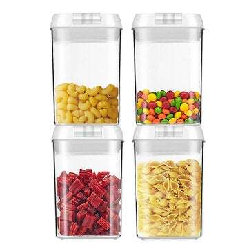 4pcs Clear Container Set Food Storage Box Grains Beans Storage Organizer Home Refrigerator Storage B
