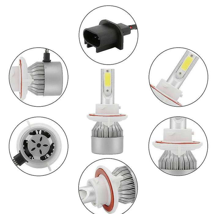(2 Pack) for H13 / 9008 LED Headlight Bulb (Near and Far) C6 Conversion Kit, 72W 8500LM 6500K Cool W