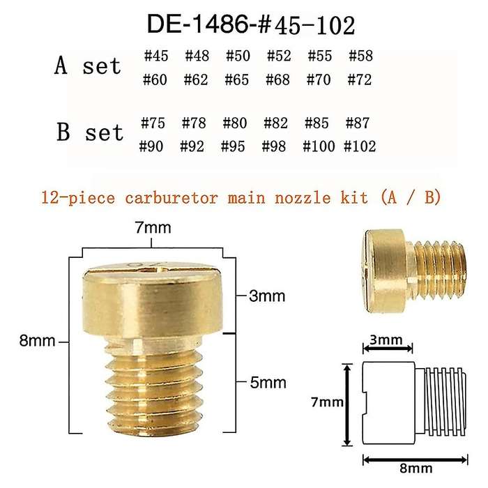 (12 Pieces Per Pack) 5mm Carburetor for Vm22 Vm24 Vm26 125 150 Main