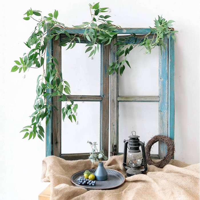 (16.8Ft) Artificial Willow Leaves Vines Twigs- Silk Hanging Willow Plant Greenery Garland String f