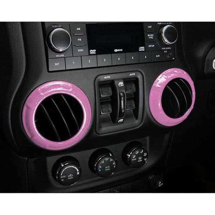 (PINK 12PCS) Car Decoration Steering Wheel & Center Console Air Outlet Trim for JK JKU 2011-18