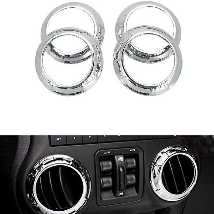 (Silver 18PCs) Car Decoration Steering Wheel & Center Console Air Outlet Trim for Wrangler JK JKU 20