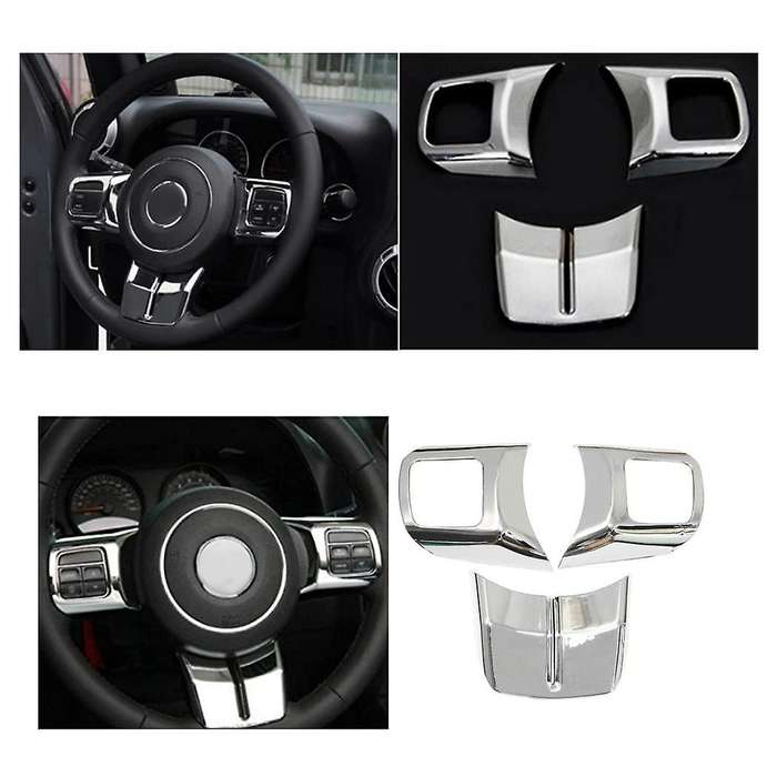(Silver 18PCs) Car Decoration Steering Wheel & Center Console Air Outlet Trim for Wrangler JK JKU 20
