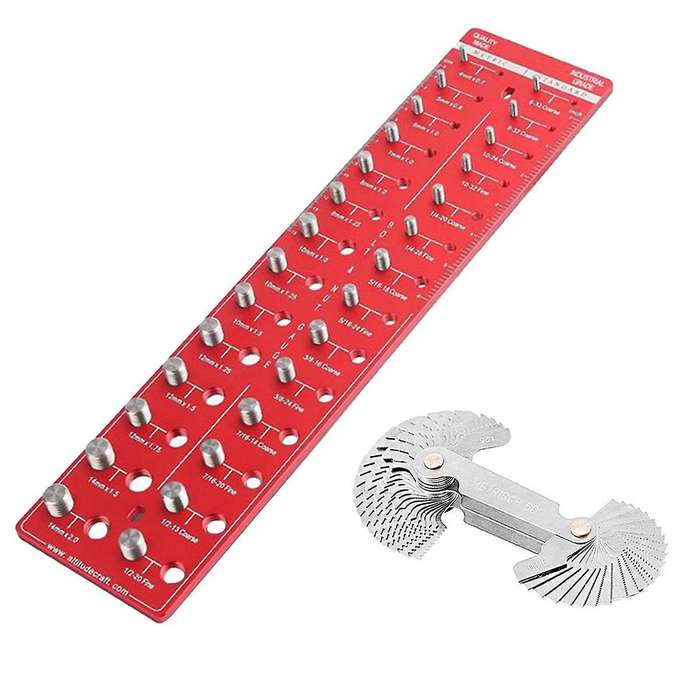 , Nut and Bolt 14 Metric 14 Standard Size,Thread Gauge with Pitch Gauge,for Nut and Bolt