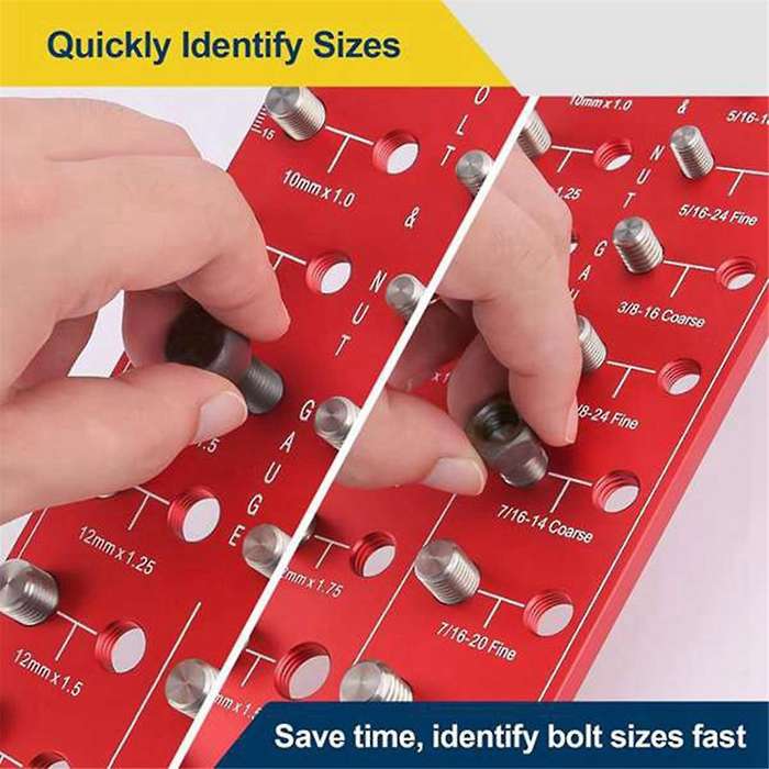 , Nut and Bolt 14 Metric 14 Standard Size,Thread Gauge with Pitch Gauge,for Nut and Bolt