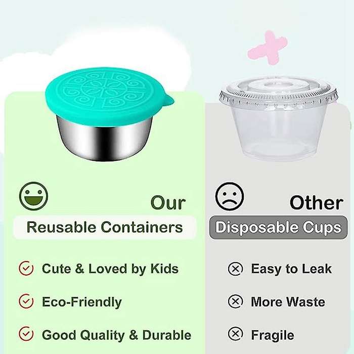 [4 Pack] Salad Sauce Containers to Go, Reusable Condiment Containers with Lids, Stainless Steel Sau