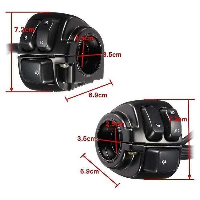 1 inch 25mm Handlebar Control Switch Motorcycle Turn Signal Switch Button with Wiring Harness for So