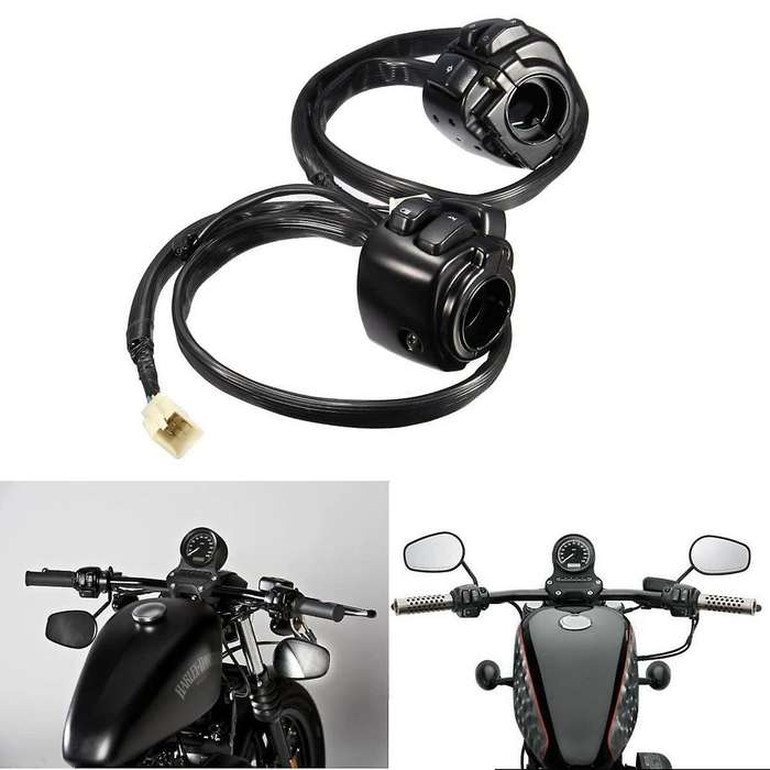 1 inch 25mm Handlebar Control Switch Motorcycle Turn Signal Switch Button with Wiring Harness for So