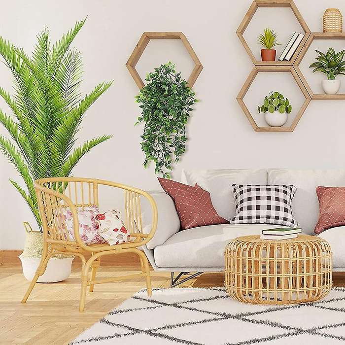 1 Pack Artificial Hanging Plants Potted Plants for Indoor Outdoor Shelf Wall Decor