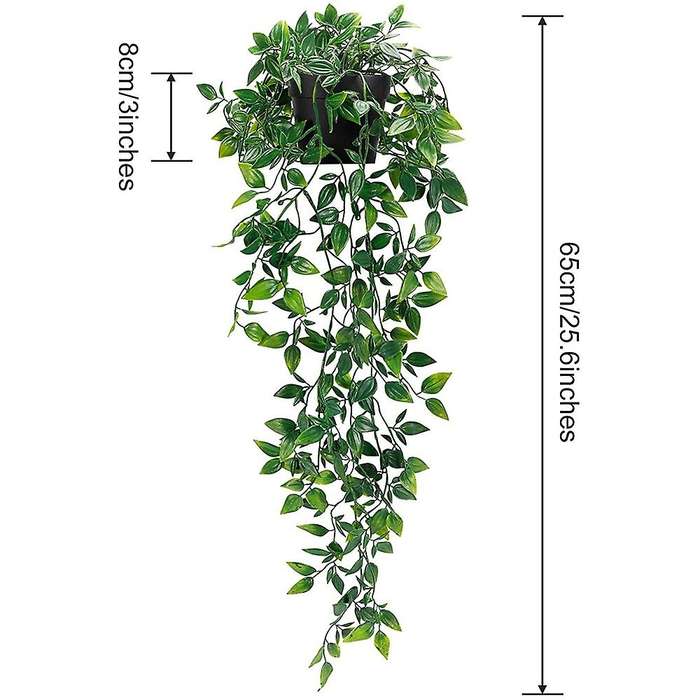 1 Pack Artificial Hanging Plants Potted Plants for Indoor Outdoor Shelf Wall Decor