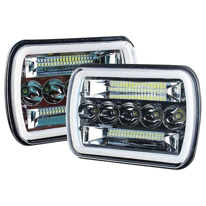 1 Pair 240w 5x7inch 7x6inch Led Headlight Hi-lo Beam Halo Drl for Jeep Cherokee Wrangler Xj Yj