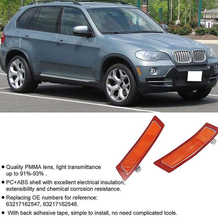 1 Pair Amber Front Bumper Reflector Side Marker Lights Fit for X5 E70 2011-2013