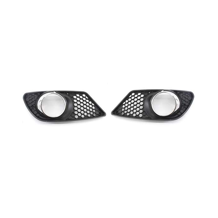 1 Pair Car Front Bumper Fog Light Grille Fog Lamp Cover with Chrome for C-class W204 2008-2010