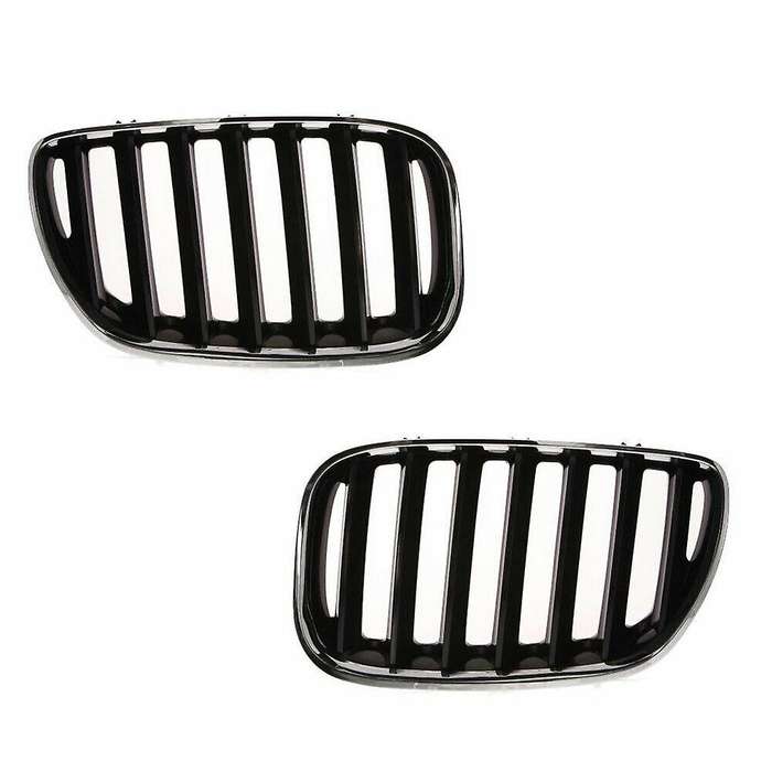 1 Pair Car Front Hood Bumper Kindey Grille Grill for X5 E53 2004-2006 51137113733