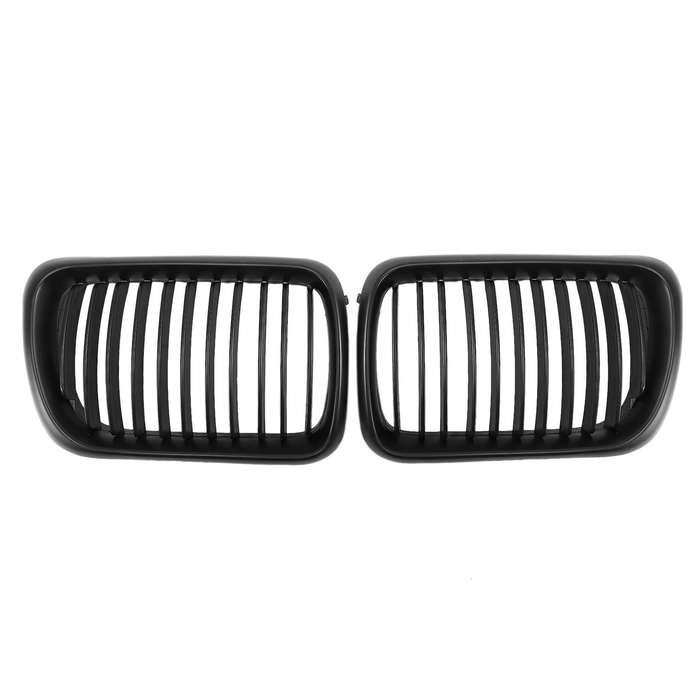 1 Pair Car Grilles Mesh Matte Black Front Grill 51138122237 51138195152 for 3 Series E36 97-99