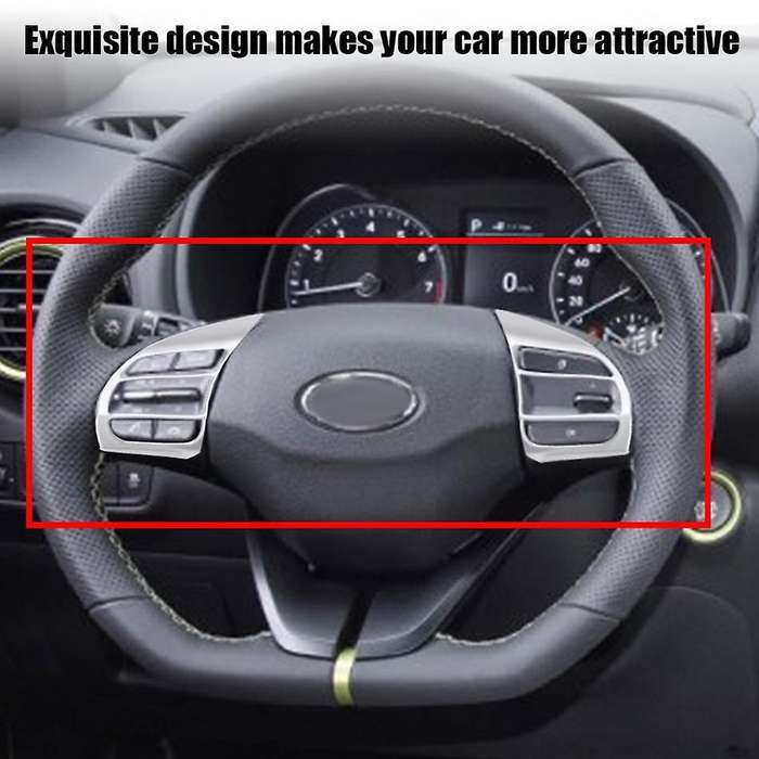1 Pair Car Steering Wheel Cover Frame Trim Insert Sticker for Encino 2017-2020 SUV Silver
