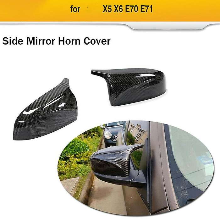 1 Pair Carbon Fiber Car Side Review Mirror Cover Cap Accessories for X5 X6 E70 E71 2007-2013