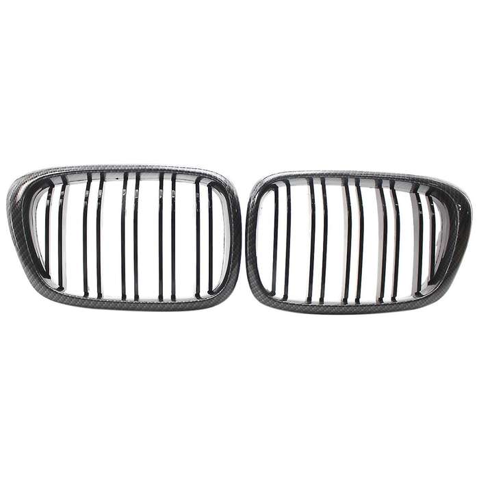 1 Pair Carbon Fiber Black Double Line Kidney Grille for 1997-2003 E39 520I 523I 525I 528I 530I 535I