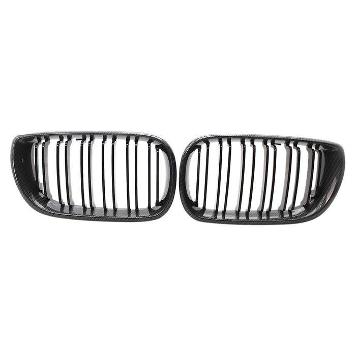 1 Pair Carbon Fiber Black Double Line Kidney Grille for E46 325I 325Xi 330Xi 2001-2005 51137030545 5