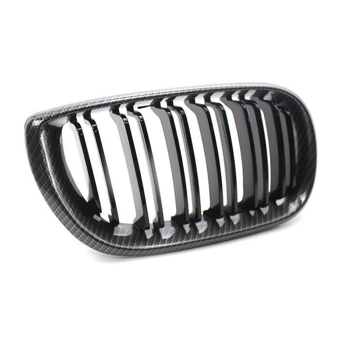 1 Pair Carbon Fiber Black Double Line Kidney Grille for E46 325I 325Xi 330Xi 2001-2005 51137030545 5
