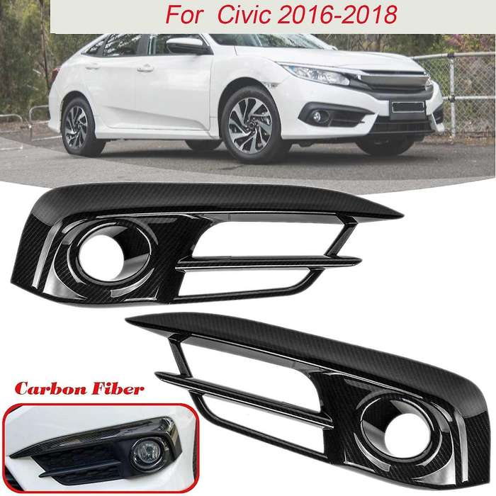 1 Pair Carbon Fiber Front Bumper Fog Light Lamp Cover Grille for 10Th 2016 2017 2018