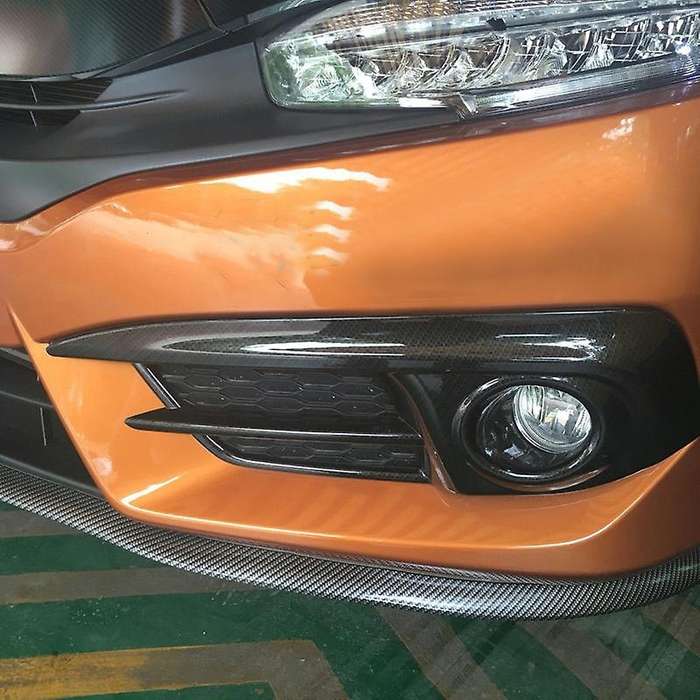 1 Pair Carbon Fiber Front Bumper Fog Light Lamp Cover Grille for 10Th 2016 2017 2018