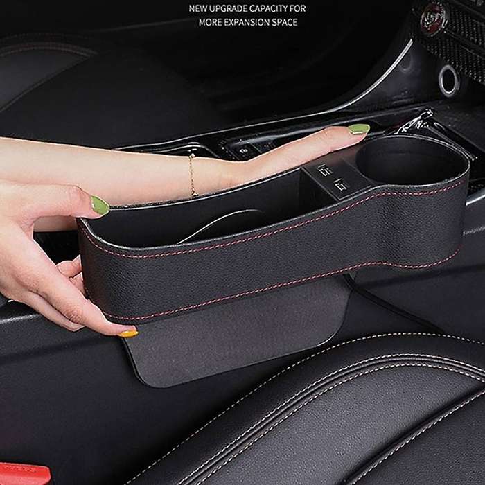 1 Pair Dual USB Charger Pu Leather Multifunctional Car Storage Box Seat Space Filler Organizer with