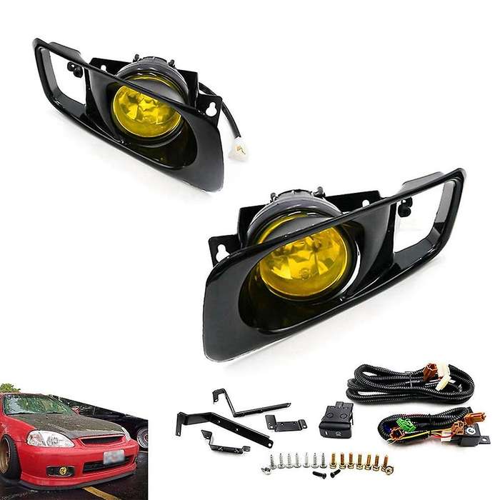 1 Pair Fog Lights Driving Lamps Amber Driving Bumper Fog Lights Lamps + Wiring Switch for 1999-2000