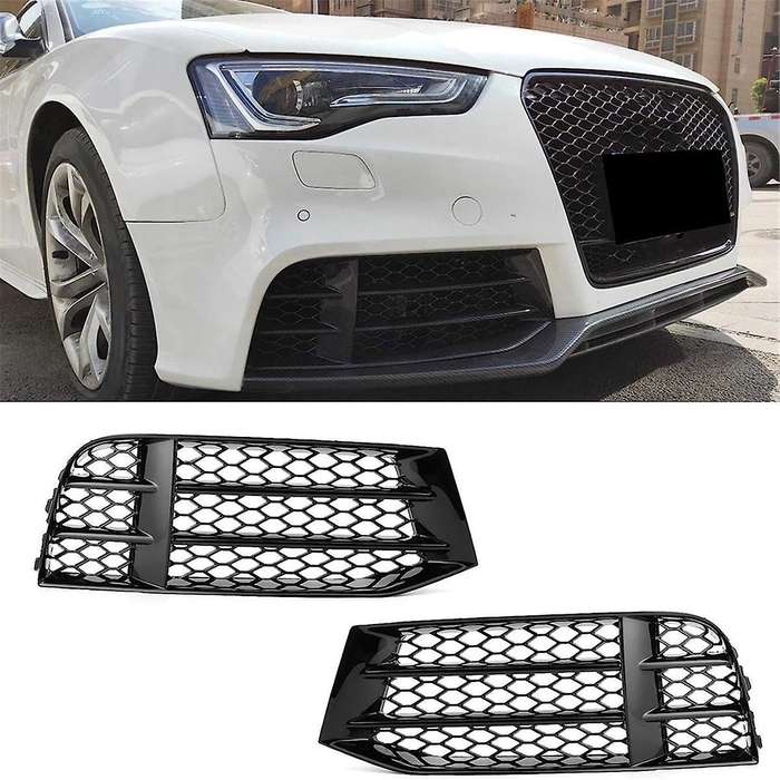 1 Pair Fog Light Grille Honeycomb Mesh Bumper Cover for A5 S5 RS5 08-16 Decorative Modification Par