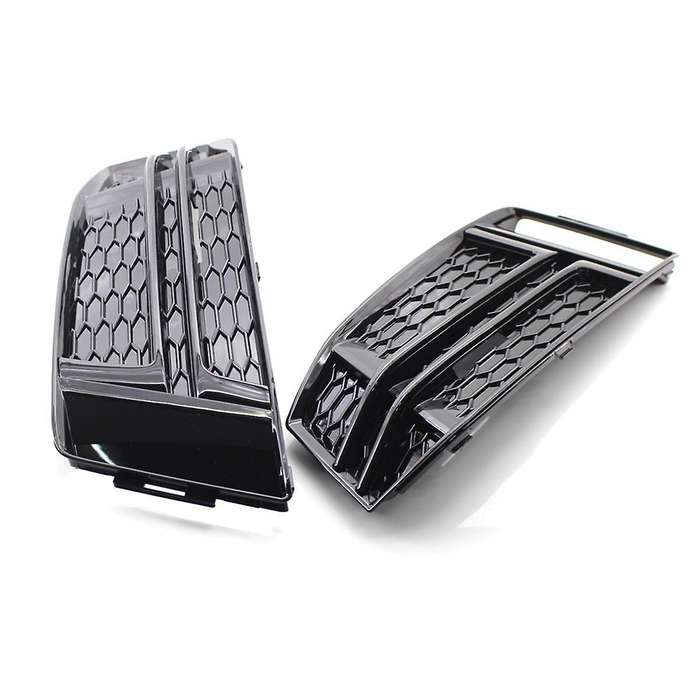 1 Pair Front Fog Light Cover Bumper Grille for A4 B9 16-18 Car Grill 8W0807681F 8W0807682F