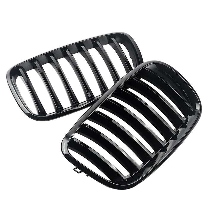 1 Pair Front Hood Kidney Grille Grill for X5 X6 E70 E71 2007-2013 Glossy Black 51137157687 511371576