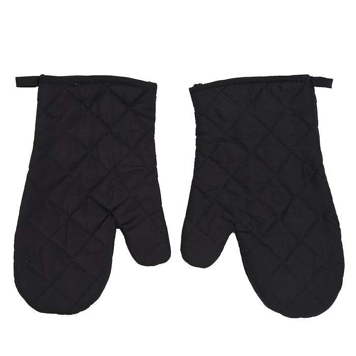 1 Pair Kitchen Craft Heat Resistant Cotton Oven Glove Pot Holder Baking Cooking Mitts Black