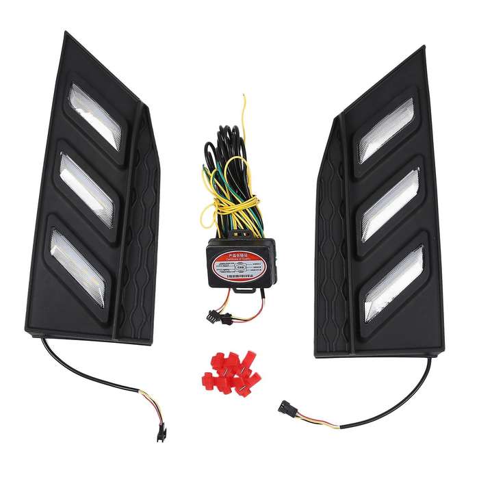 1 Pair LED DRL for 2019 2020 Sedan with Moving Signal Led Fog Lamp Cover Daytime Running Light