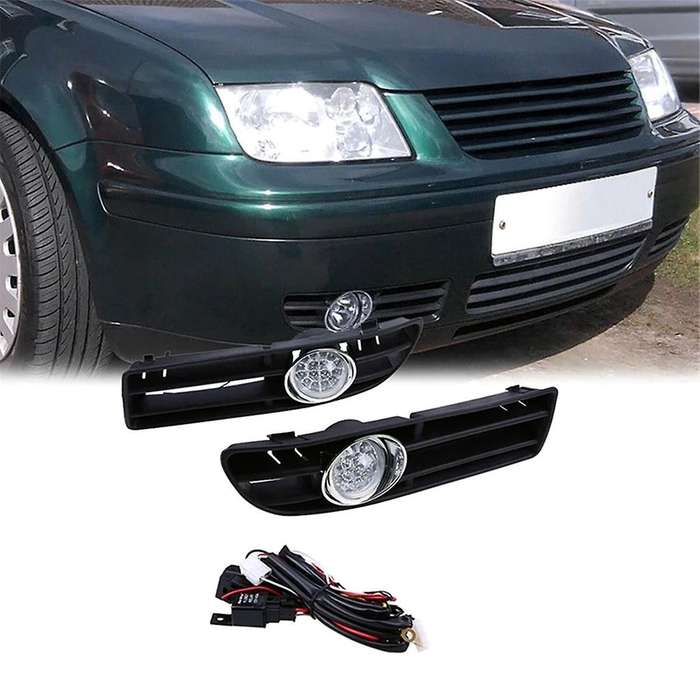1 Pair Led Foglamp Front Grille Front Bumper Grille Fog Lights for Mk4 1999-2007