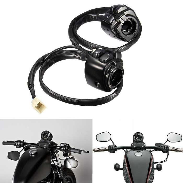 1 Pair Motorcycle Handlebar Control Lights Switch (25mm) with Wiring Harness for
