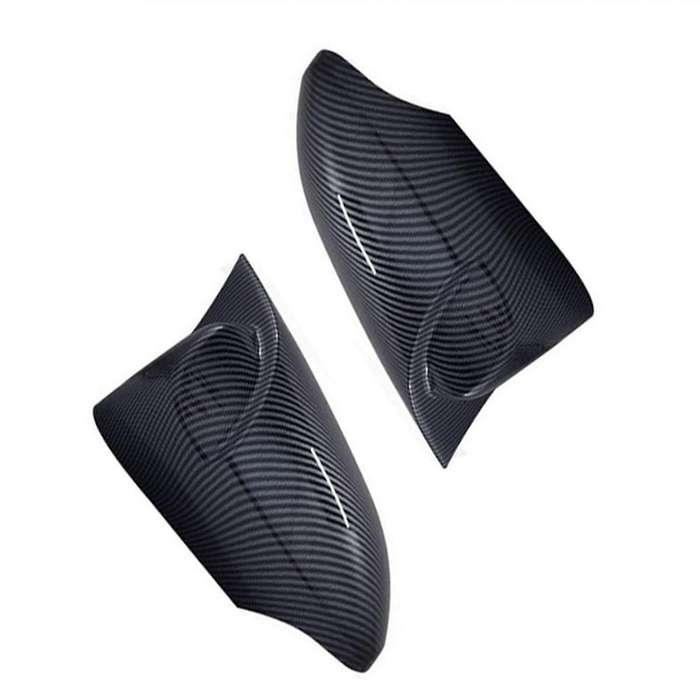 1 Pair of Carbon Fiber Horn Rearview Mirror Housings Reversing Mirror Cover Stickers for 13-17 Part