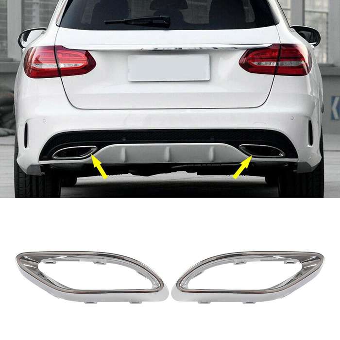 1 Pair Rear Exhaust Pipe Trim Bezel Fit for W177 a W238 E W205 C 2058852221,2058852321