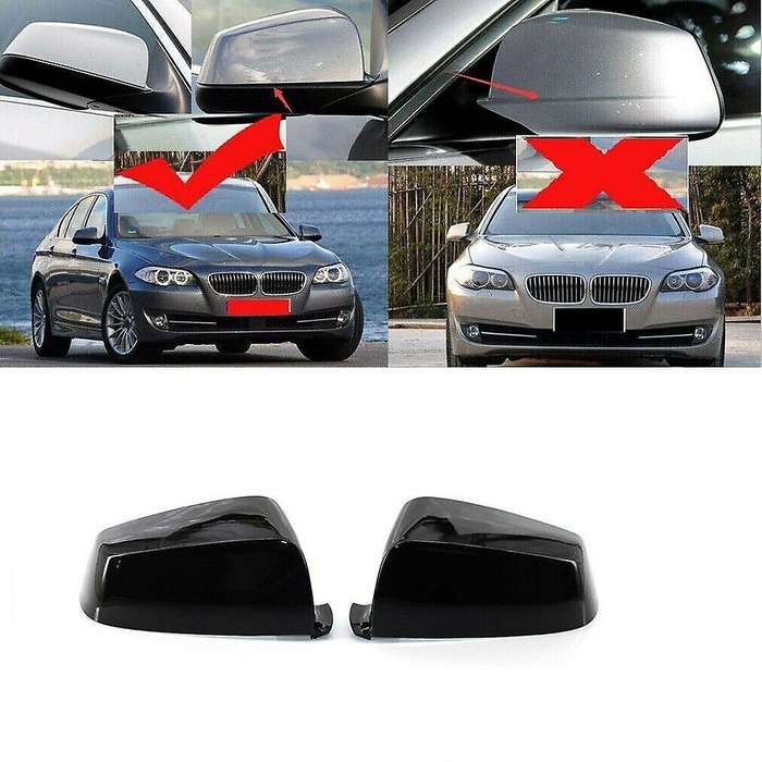 1 Pair Rear View Mirror Cover Caps for E60 E61 F10 F11 F01 F02 5/6/7 Series 2008-2013 Gloss Black Si